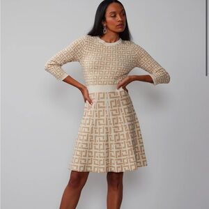 NWT New York & Company Long Sleeve Geometric A-Line Dress Size Small